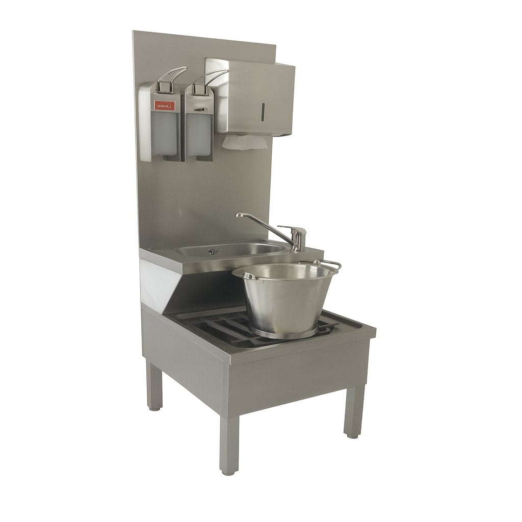 Handwasch- und Ausgussbeckenkombination HK 602001 mit Rückwand und Zubehör