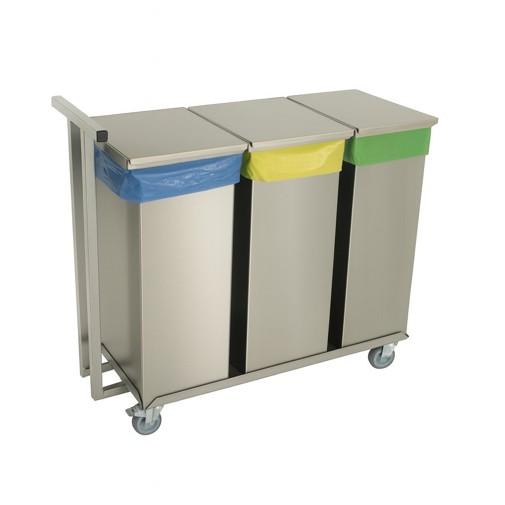 3 Abfallsammler 70 Liter mit Rolli