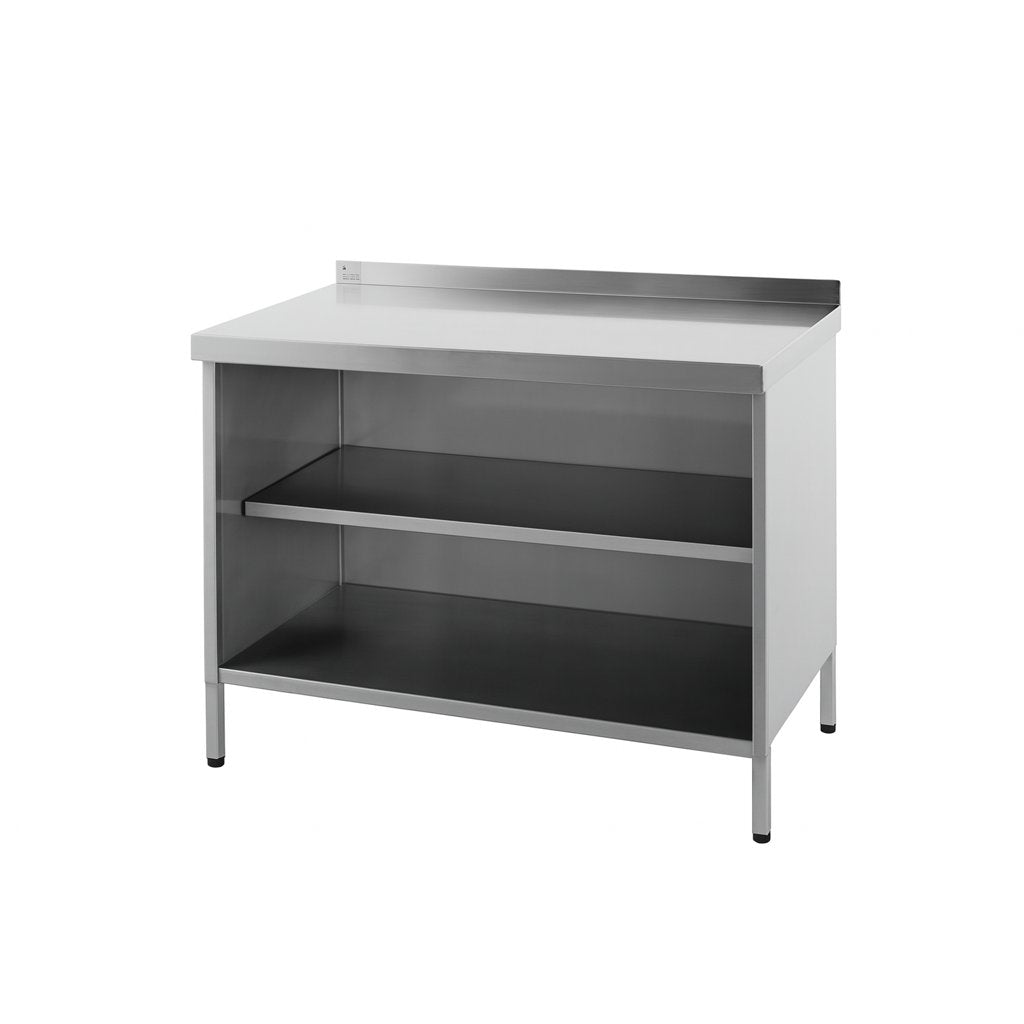 Arbeitstisch, Tiefe 800mm Unterbau geschlossen, Frontseite offen, Breite von 500 - 2400mm