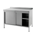 Arbeitstisch Tiefe 600mm geschlossen, Frontseite Schiebetüren, Breite von 1000 - 2400 mm