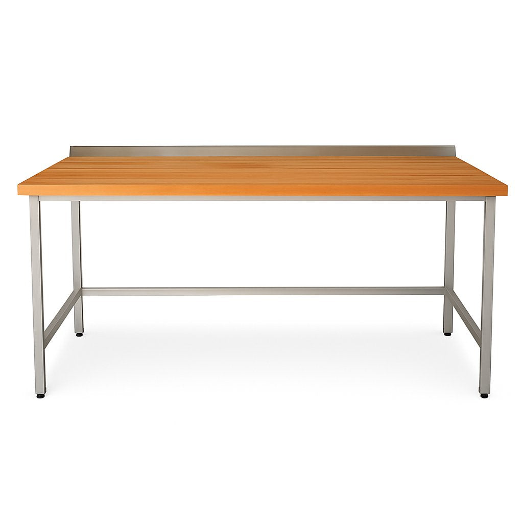 Arbeitstische mit Buchenholztischplatte, Unterbau offen, unterfahrbar, Breite von 1000 - 2400mm, Tischtiefe: 800mm